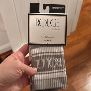Rouge Helium Gray and White Unisex Crew Socks